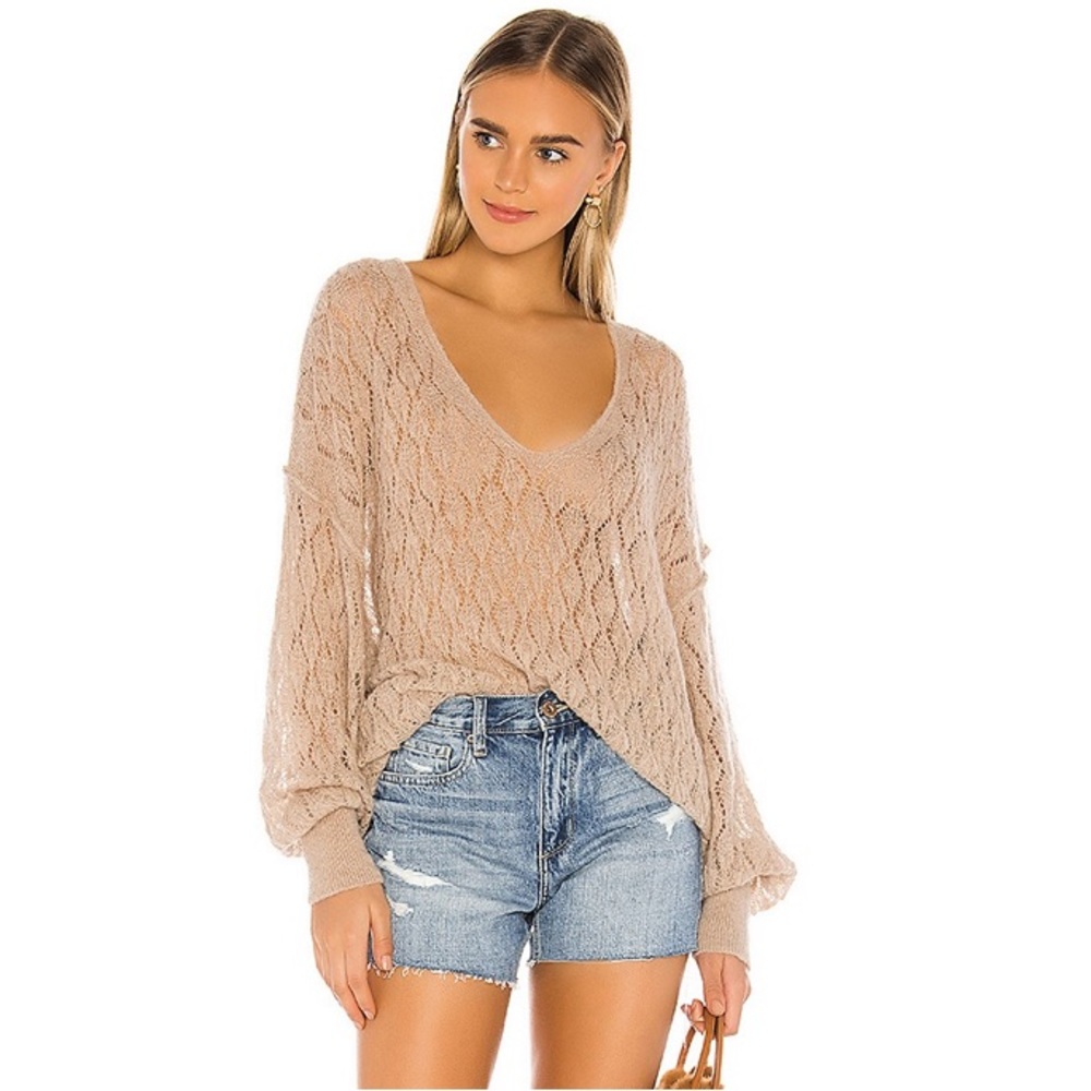 Free people say hello wool Alpaca blend sweater tunic lilac Sz Large